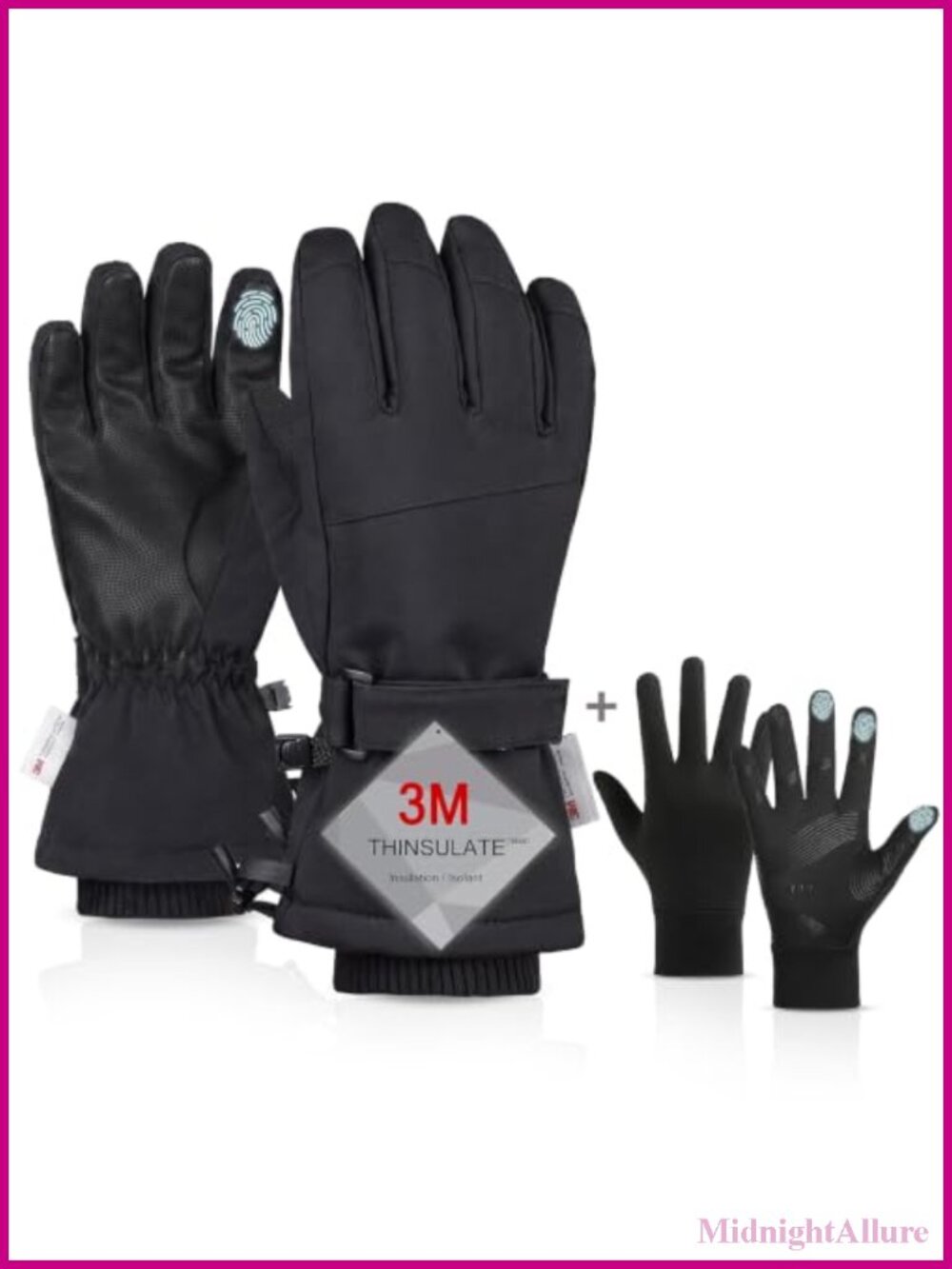 2-in-1 Winter Gloves Men 3M Thinsulate Waterproof Touchscreen Snow Gloves